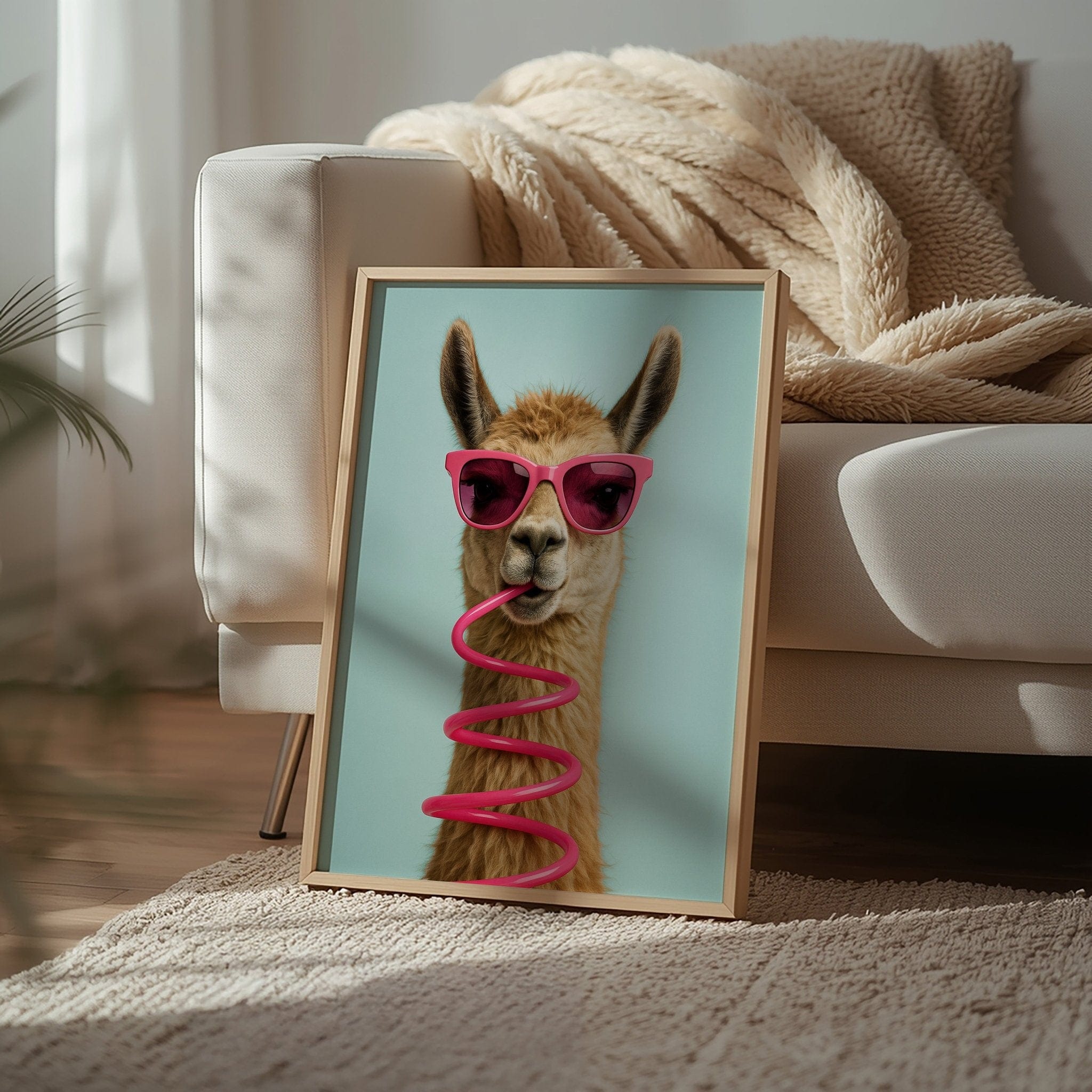 Sassy Sipper | Unique Llama Wall Art Print - Print