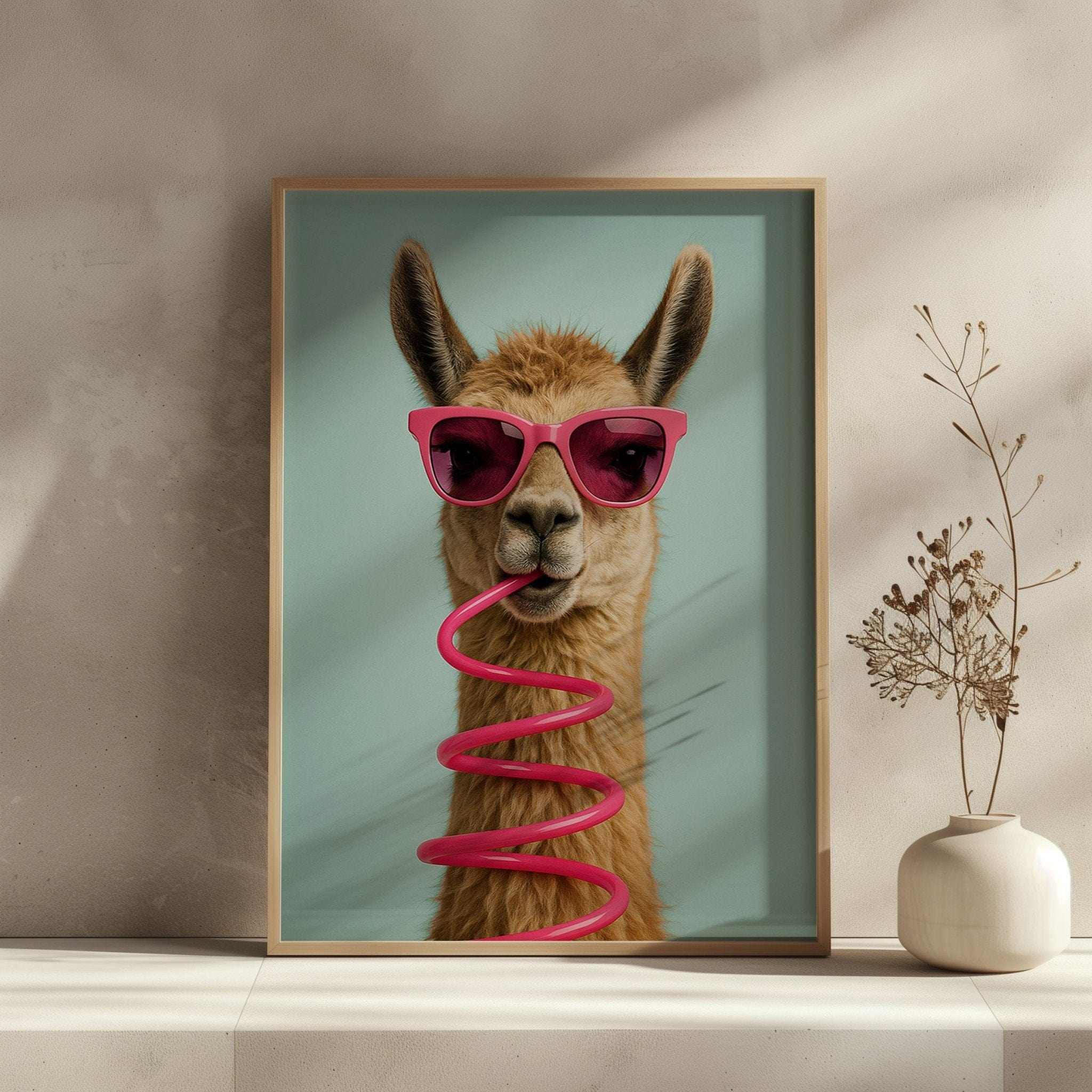 Sassy Sipper | Unique Llama Wall Art Print - Print