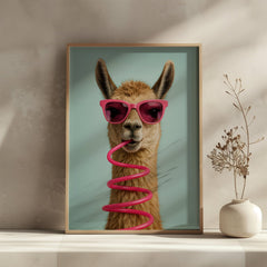Sassy Sipper | Unique Llama Wall Art Print - Print