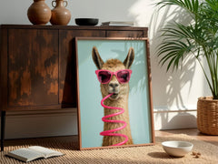 Sassy Sipper | Unique Llama Wall Art Print - Print