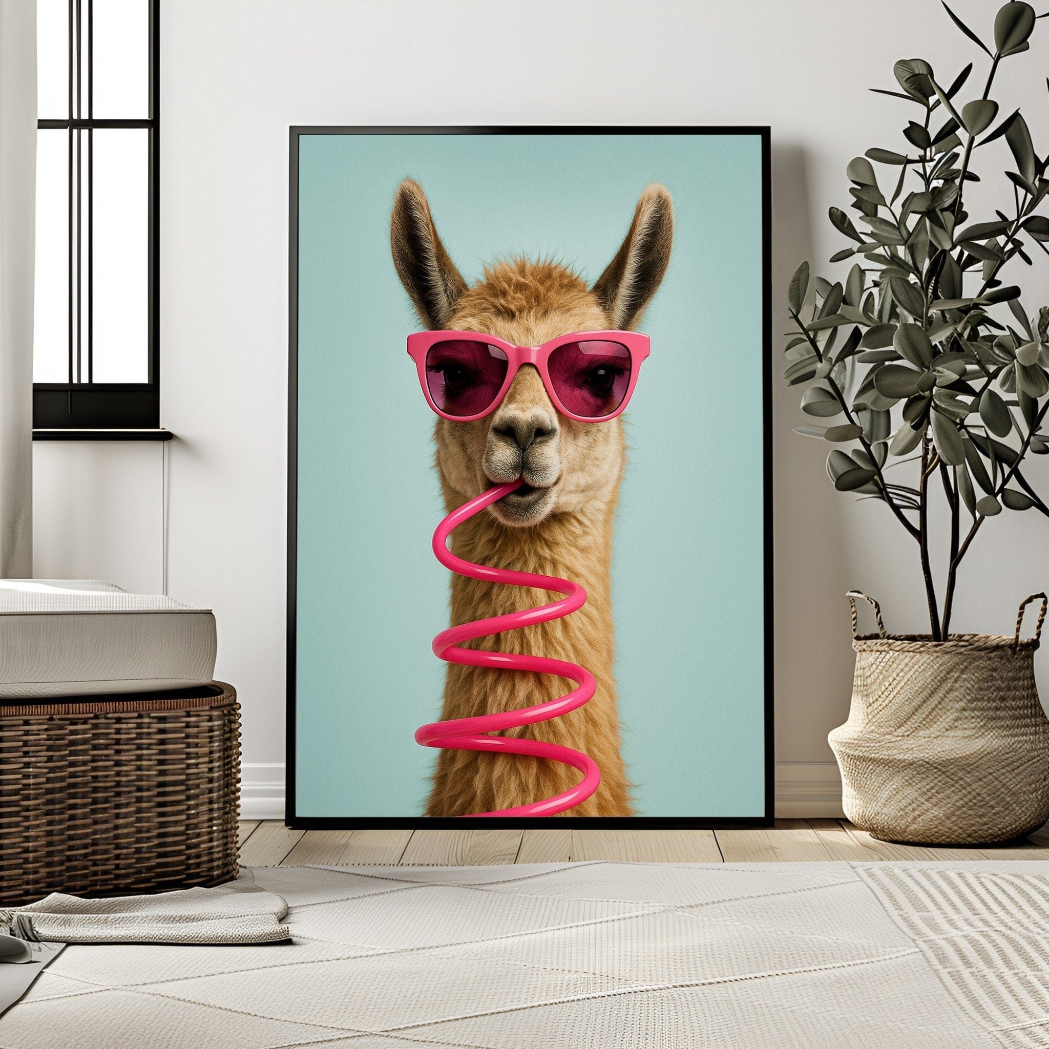 Sassy Sipper | Unique Llama Wall Art Print - Print
