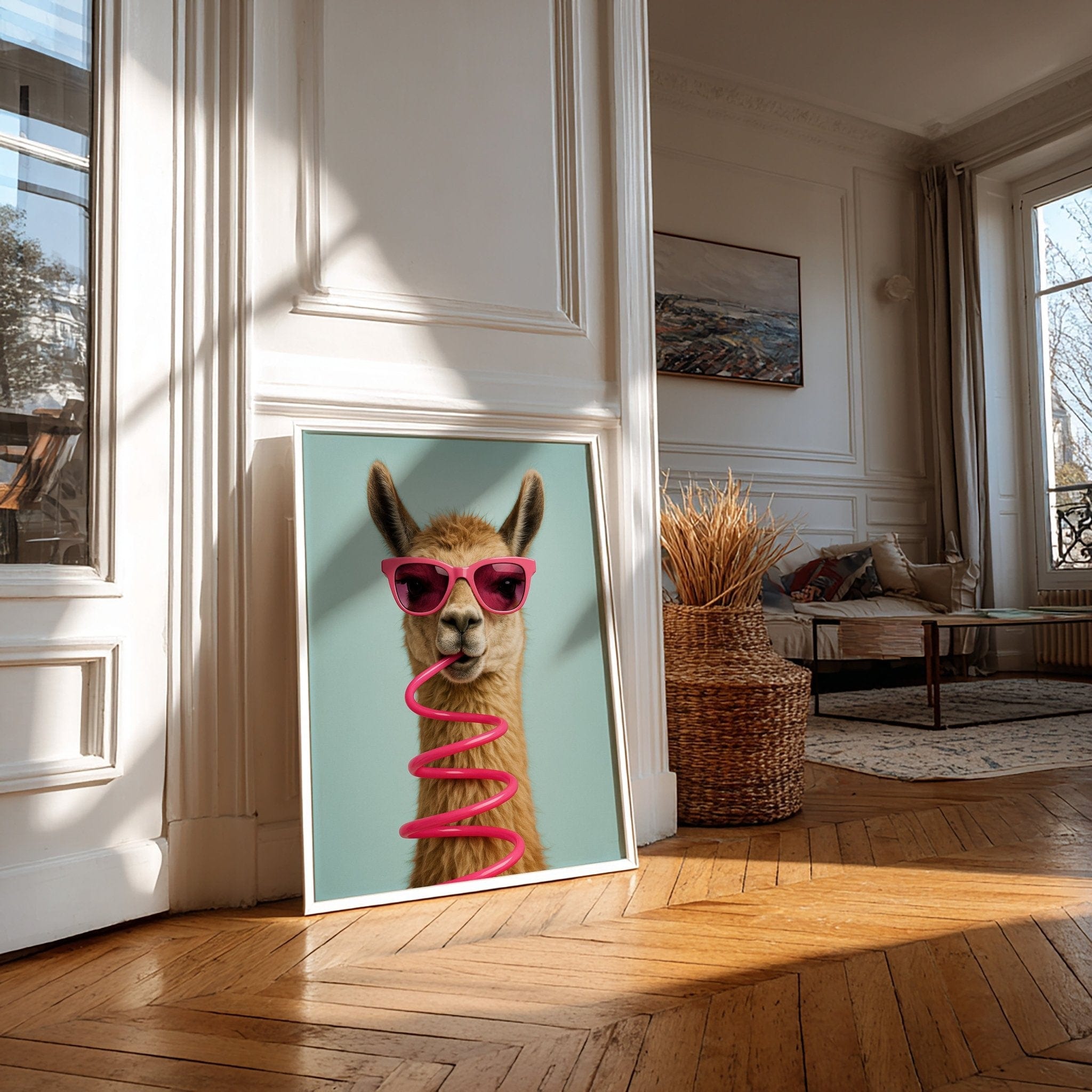 Sassy Sipper | Unique Llama Wall Art Print - Print