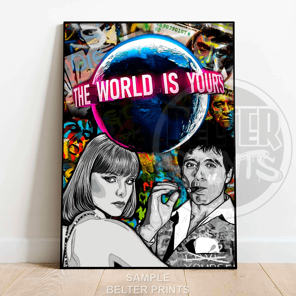 scarface pop art print the world is yours wall art colourful graffiti street poster