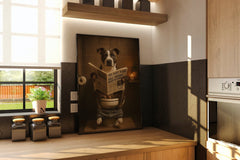 Staff Bull Terrier On The Toilet | Funny Dog Bathroom Wall Art Print - Print