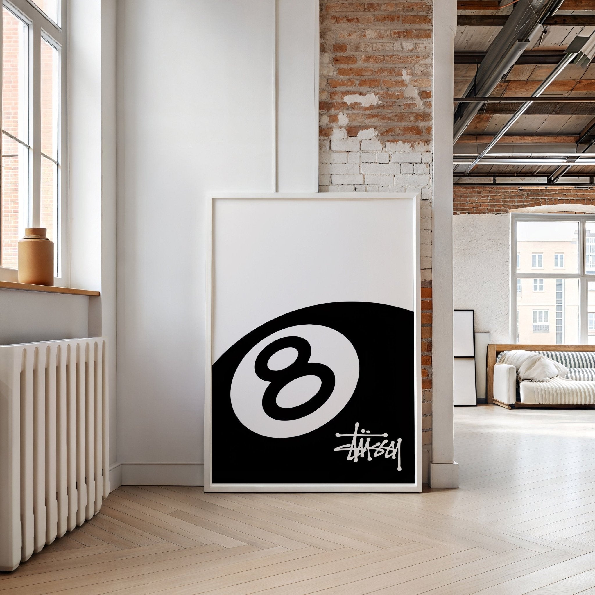 stussy 8 ball wall art print urban fashion decor