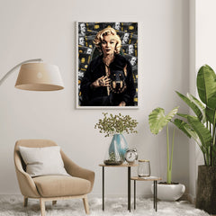 Tattooed Monroe With Doberman | Marilyn Lux Design - Print
