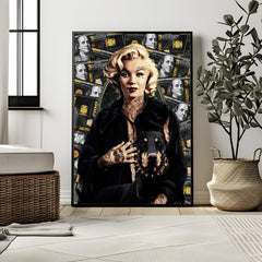 Tattooed Monroe With Doberman | Marilyn Lux Design - Print