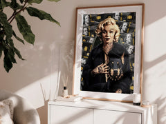 Tattooed Monroe With Doberman | Marilyn Lux Design - Print