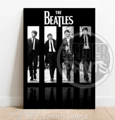 beatles wall art, fab four print, black and white music poster