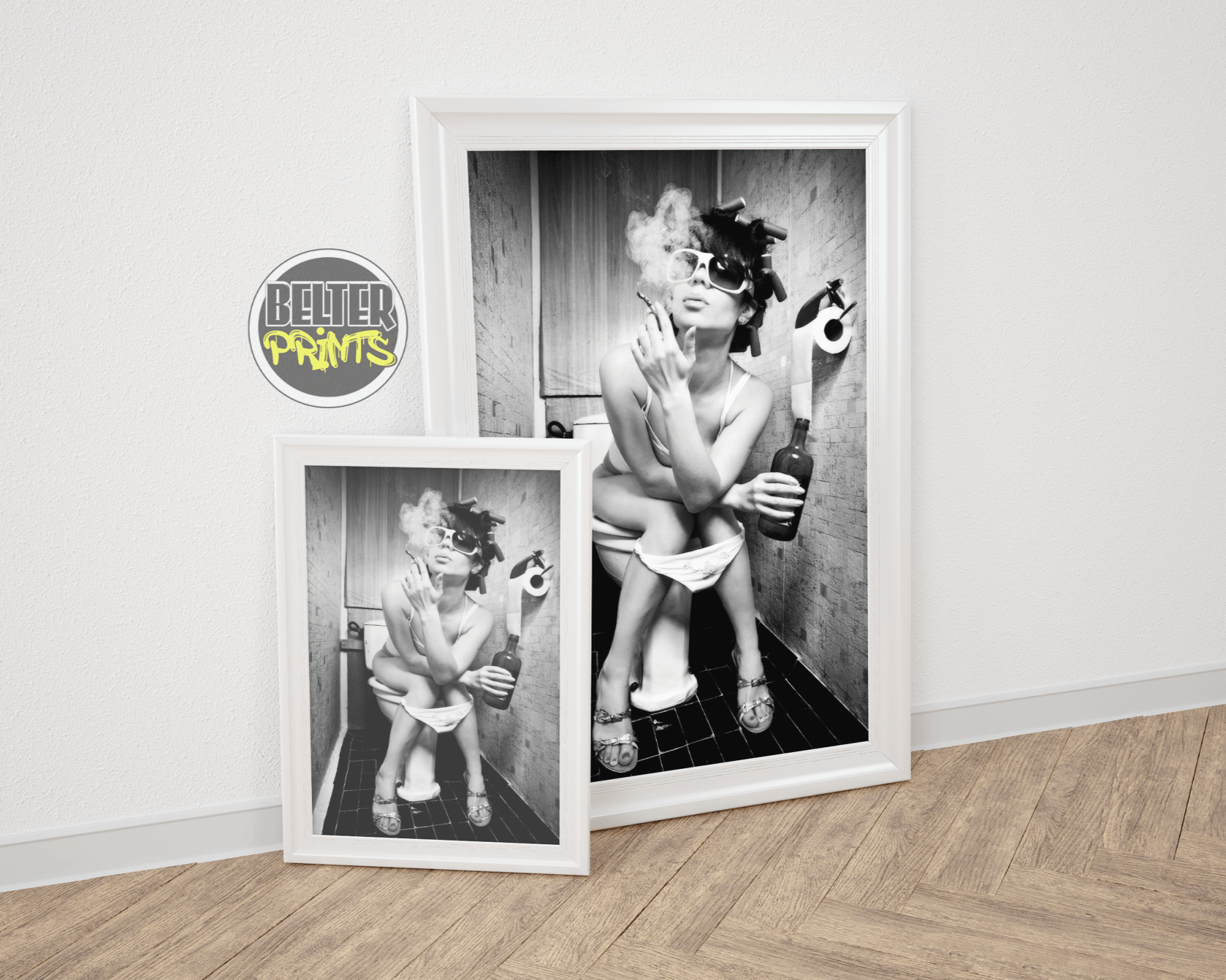 Unapologetic Repose Wall Art Print – Woman Smoking on Toilet with Glass of Wine - Print