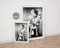 Unapologetic Repose Wall Art Print – Woman Smoking on Toilet with Glass of Wine - Print