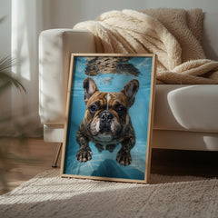 Underwater Frenchie | Swimming Bulldog Wall Art Print
