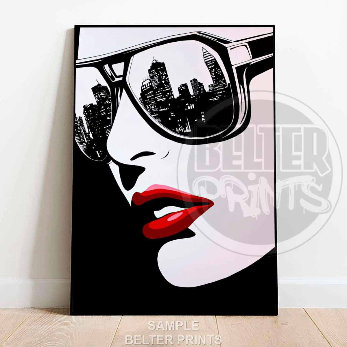 urban chic wall art bold red lips pop art poster