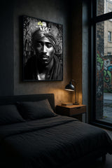 THUG ROYALTY | Tupac Wall Art | Black|and|White Crown Portrait Print