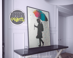 Colourful Rain Part2 Banksy-Inspired Wall Art Print