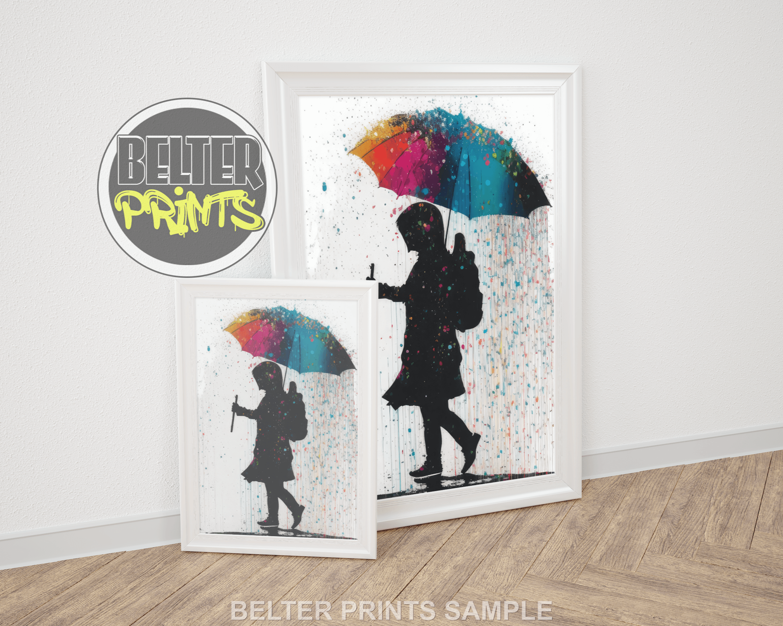 Colourful Rain Part2 Banksy-Inspired Wall Art Print
