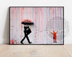 Rainbow Rain Banksy-Inspired Wall Art Print
