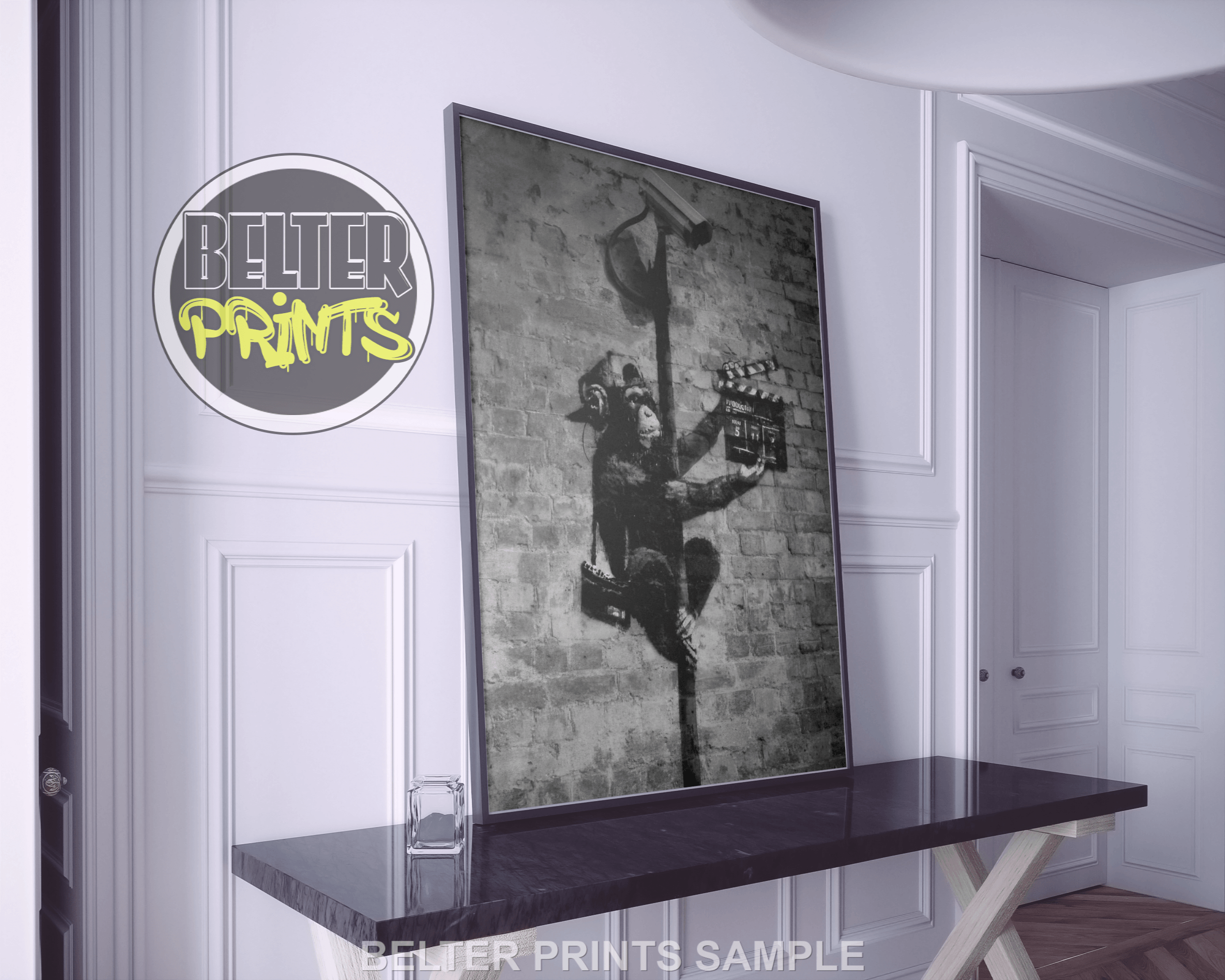 Monkey Action Banksy-Inspired Wall Art Print