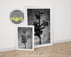 Monkey Action Banksy-Inspired Wall Art Print