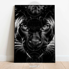 Blue Neon Panther Wall Art Print – Fierce Glowing Big Cat