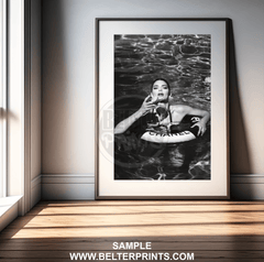 Kylie Jenner Chanel Pool Wall Art | Bold Black and White Fashion Glam Print
