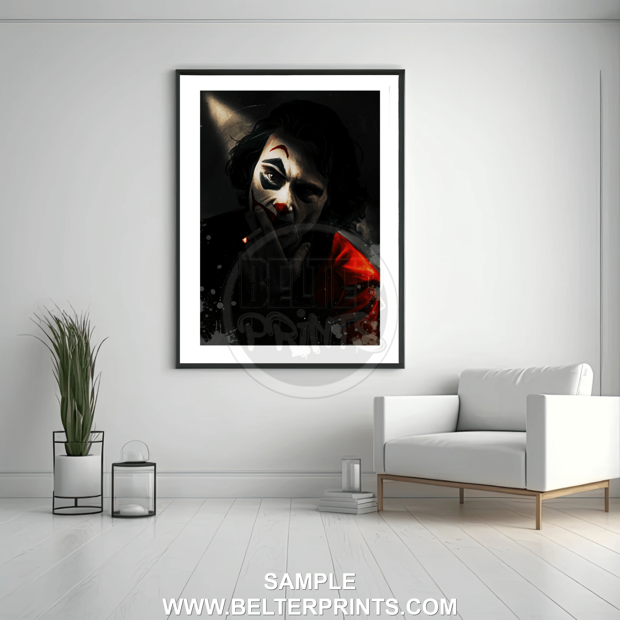 The Joker Wall Art | Dark Cinematic Chaos Portrait | Gritty Psychological Rebellion Print