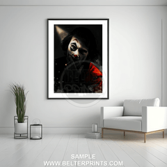 The Joker Wall Art | Dark Cinematic Chaos Portrait | Gritty Psychological Rebellion Print