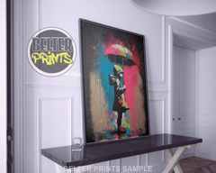 Colourful Rain Banksy-Inspired Wall Art Print