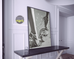 Sparkle Stiletto Wall Art Print – High Heels Standing on Disco Ball
