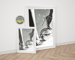 Sparkle Stiletto Wall Art Print – High Heels Standing on Disco Ball