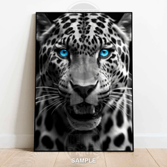 Blue-Eyed Leopard Wall Art – Fierce Jungle Cat Poster Print