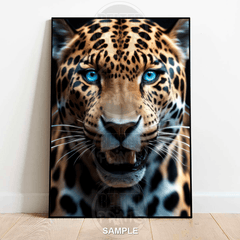 Blue-Eyed Leopard Wall Art – Fierce Jungle Cat Poster Print