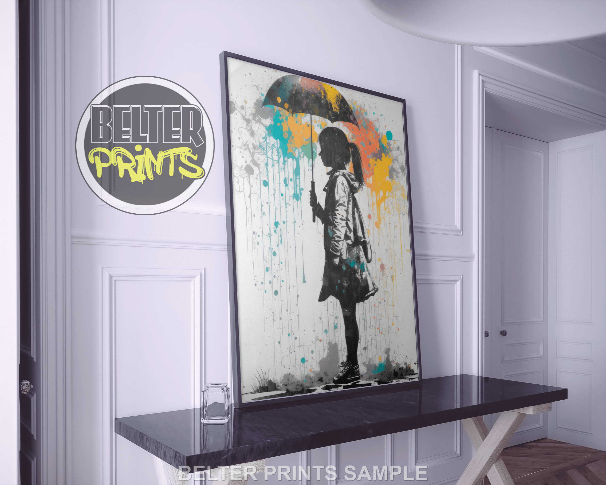 Colourful Rain Part1 Banksy-Inspired Wall Art Print
