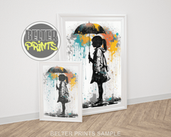 Colourful Rain Part1 Banksy-Inspired Wall Art Print