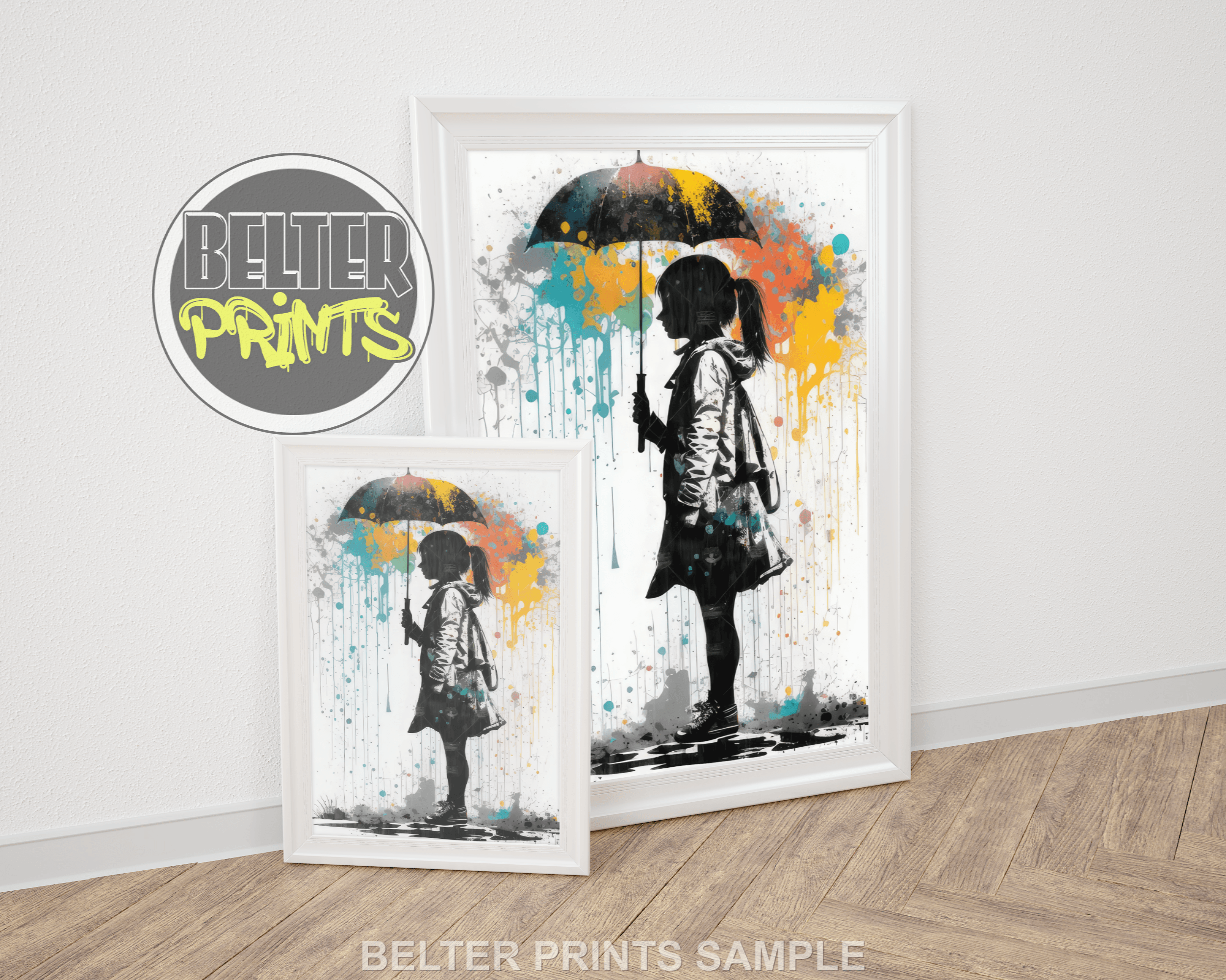 Colourful Rain Part1 Banksy-Inspired Wall Art Print