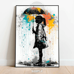 Colourful Rain Part1 Banksy-Inspired Wall Art Print