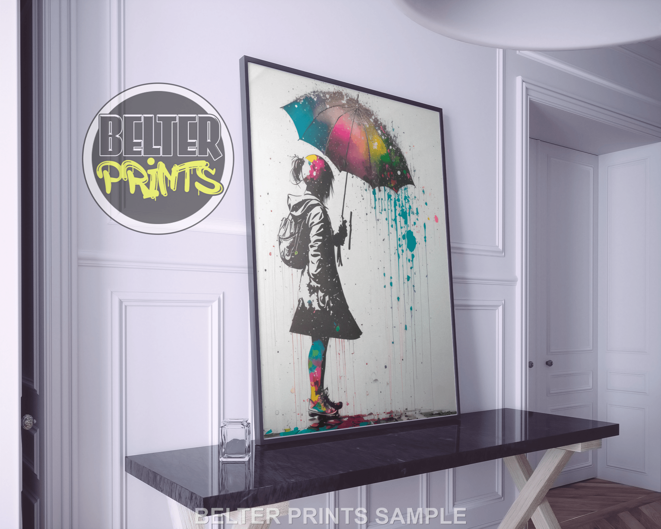 Colourful Rain Part3 Banksy-Inspired Wall Art Print