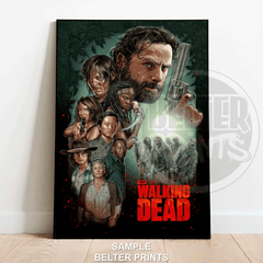 The Walking Dead Wall Art Print – Rick Grimes & Main Cast Poster with Zombies and Red Logo