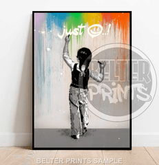 Just Smile Banksy-Inspired Wall Art Print