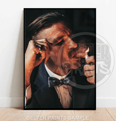 Peaky Blinders Arthur Shelby Wall Art Print – Smoking Noir Portrait for TV Show Fans