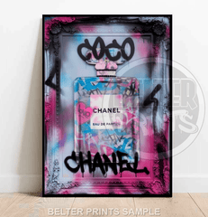 Graffiti Chanel Bottle Pop Art Print – Bold Fashion Wall Art