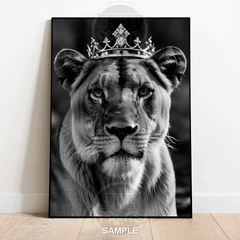 Crowned Lioness Wall Art – Royal Big Cat Print