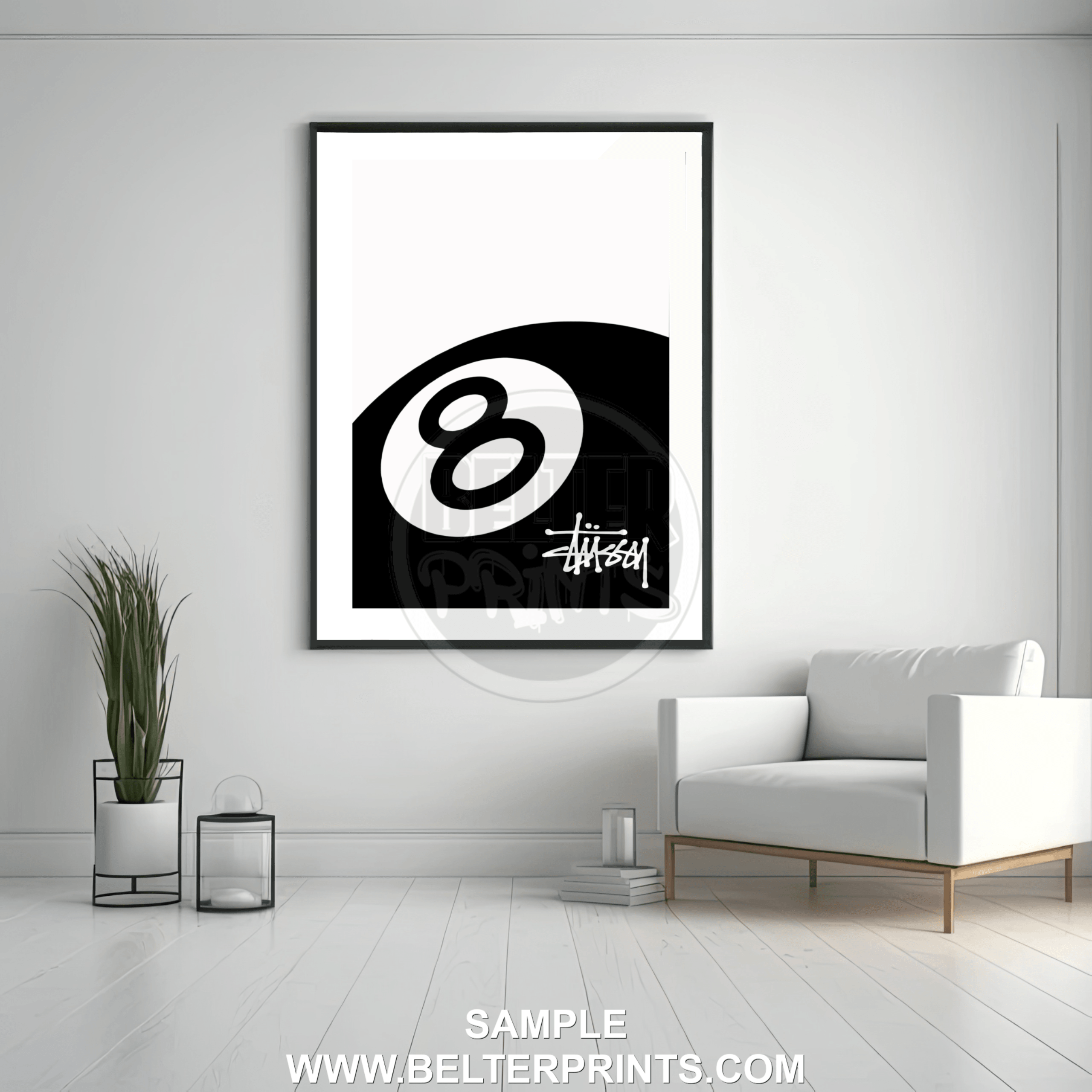 Stüssy Inspired 8-Ball Wall Art | Bold Urban Street Poster
