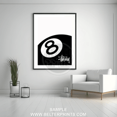 Stüssy Inspired 8-Ball Wall Art | Bold Urban Street Poster
