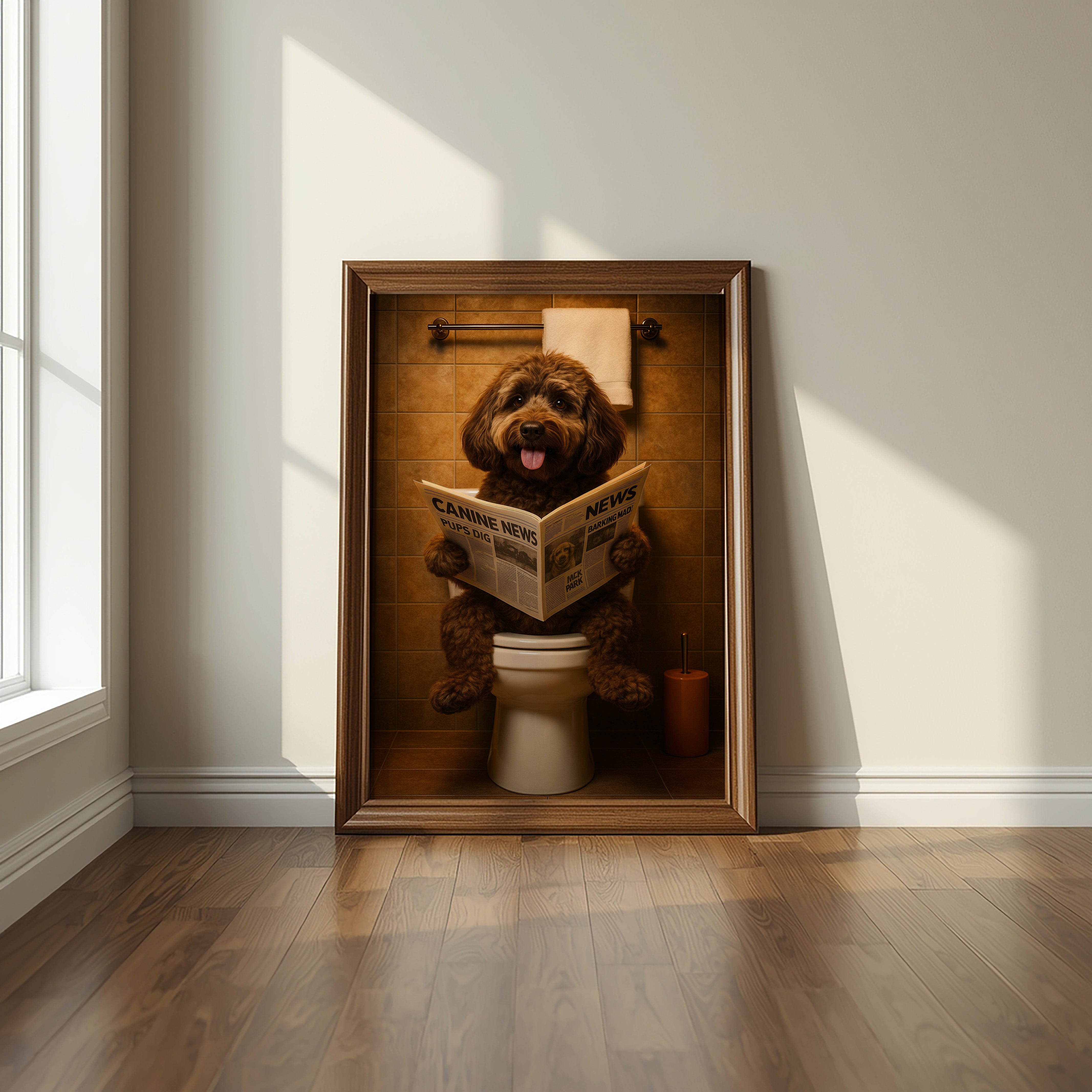 Labradoodle On The Toilet | Funny Dog Bathroom Wall Art Print