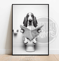 Hound on Toilet Wall Art Print – Funny Dog Bathroom Decor