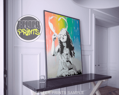Rainbow Love Burst Banksy-Inspired Wall Art Print