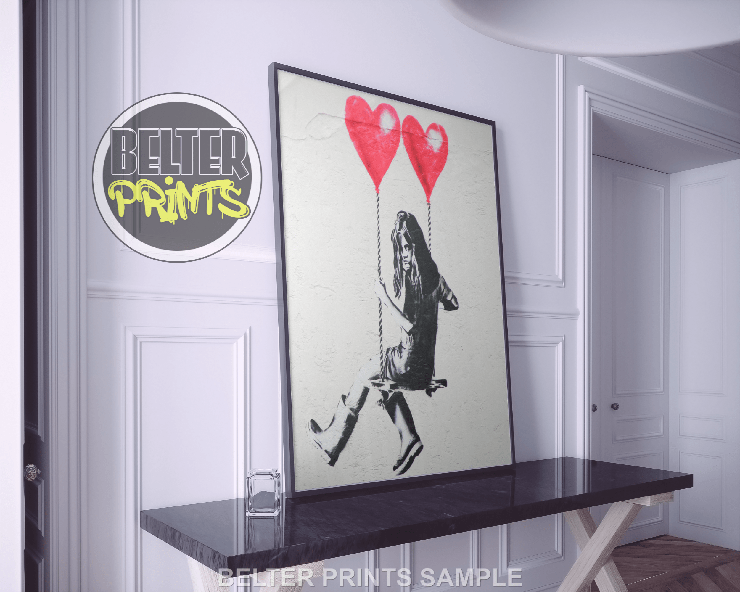 Heart Swing Banksy-Inspired Wall Art Print