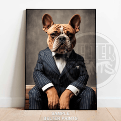 The Dog Father Wall Art Print – French Bulldog in Suit