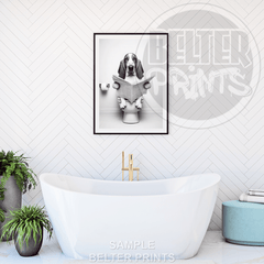 Hound on Toilet Wall Art Print – Funny Dog Bathroom Decor